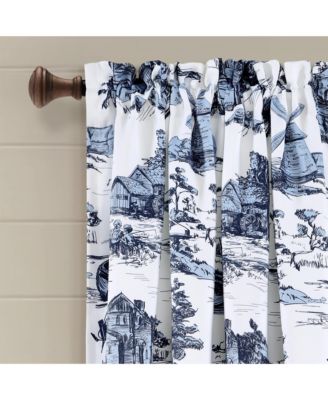 French Country Toile Light Filtering Window Curtain Panels