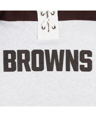 Men's Cleveland Browns Heather Gray Gridiron Lace-Up Pullover Hoodie