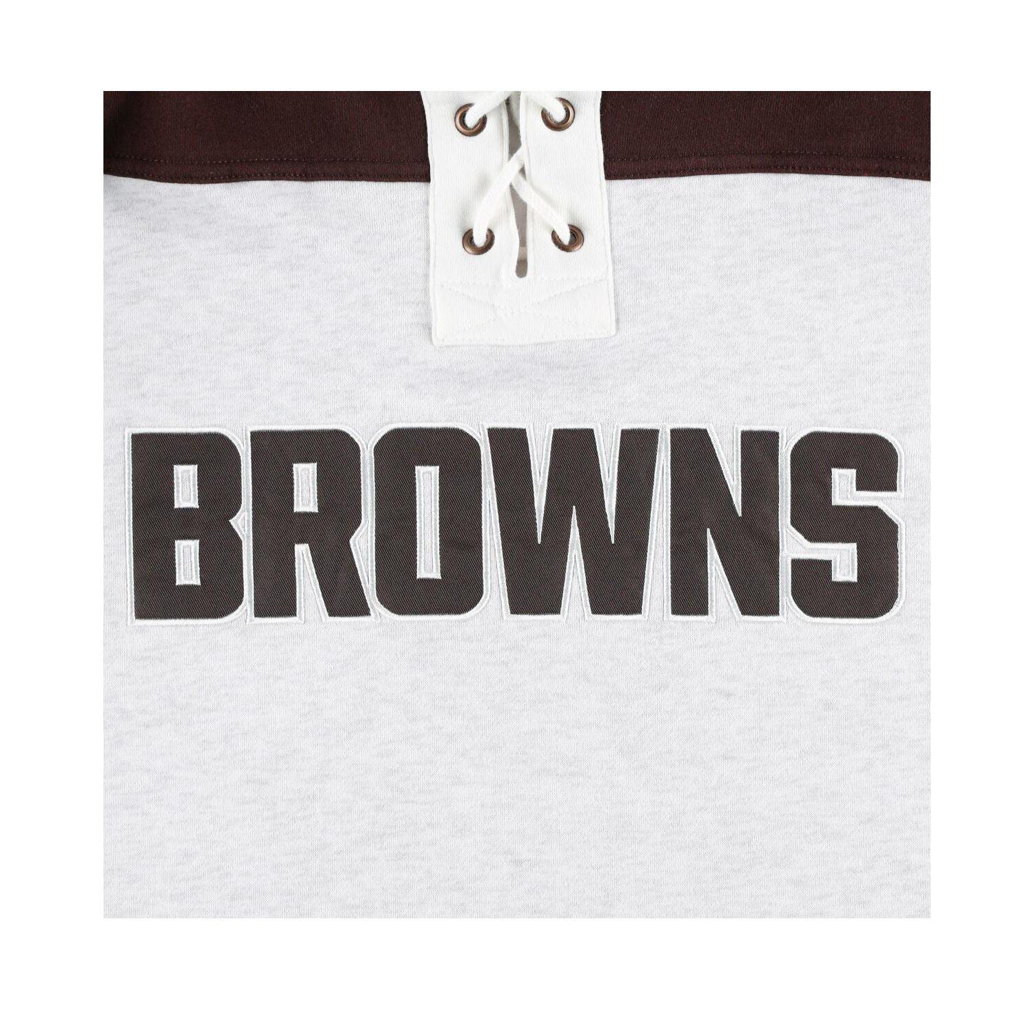 Men's Cleveland Browns Heather Gray Gridiron Lace-Up Pullover Hoodie