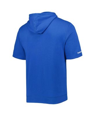 Men's Royal Distressed Los Angeles Rams Washed Short Sleeve Pullover Hoodie