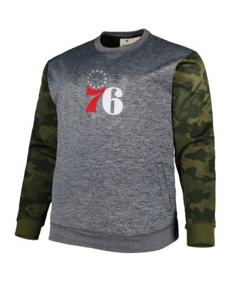 Men's Heather Charcoal Philadelphia 76ers Big and Tall Camo Stitched Sweatshirt