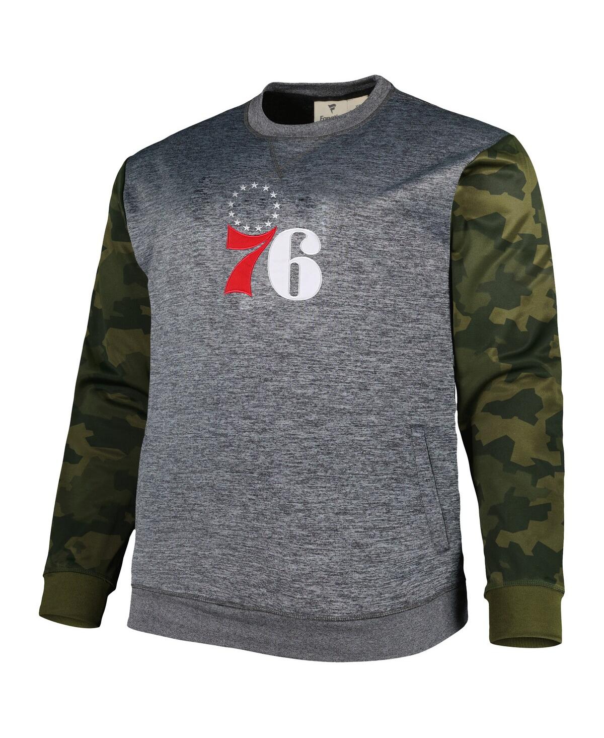 Men's FanaticsPhiladelphia 76ers Big and Tall Camo Stitched Sweatshirt - Heather Charcoal