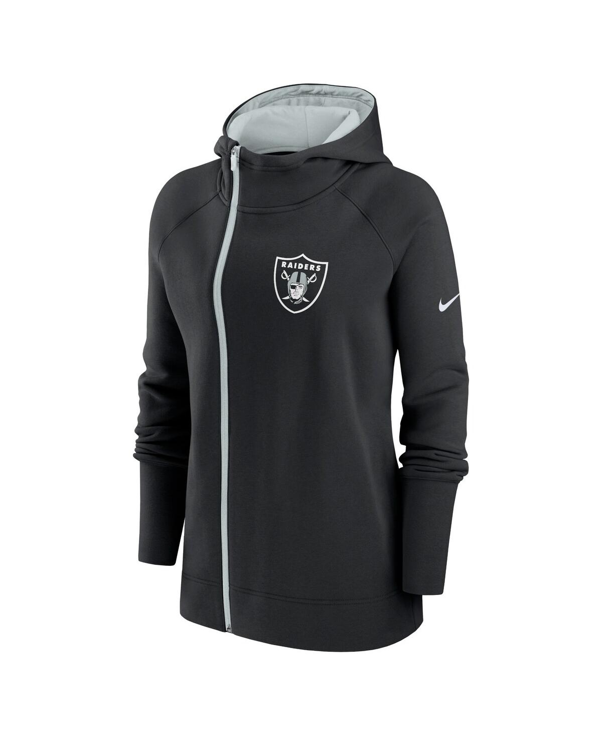 Women's NikeLas Vegas Raiders Asymmetrical Raglan Full-Zip Hoodie - Black