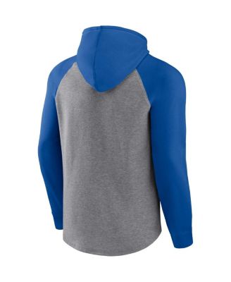 Men's Heather Gray Distressed Buffalo Bills Favorite Arch Raglan Pullover Hoodie