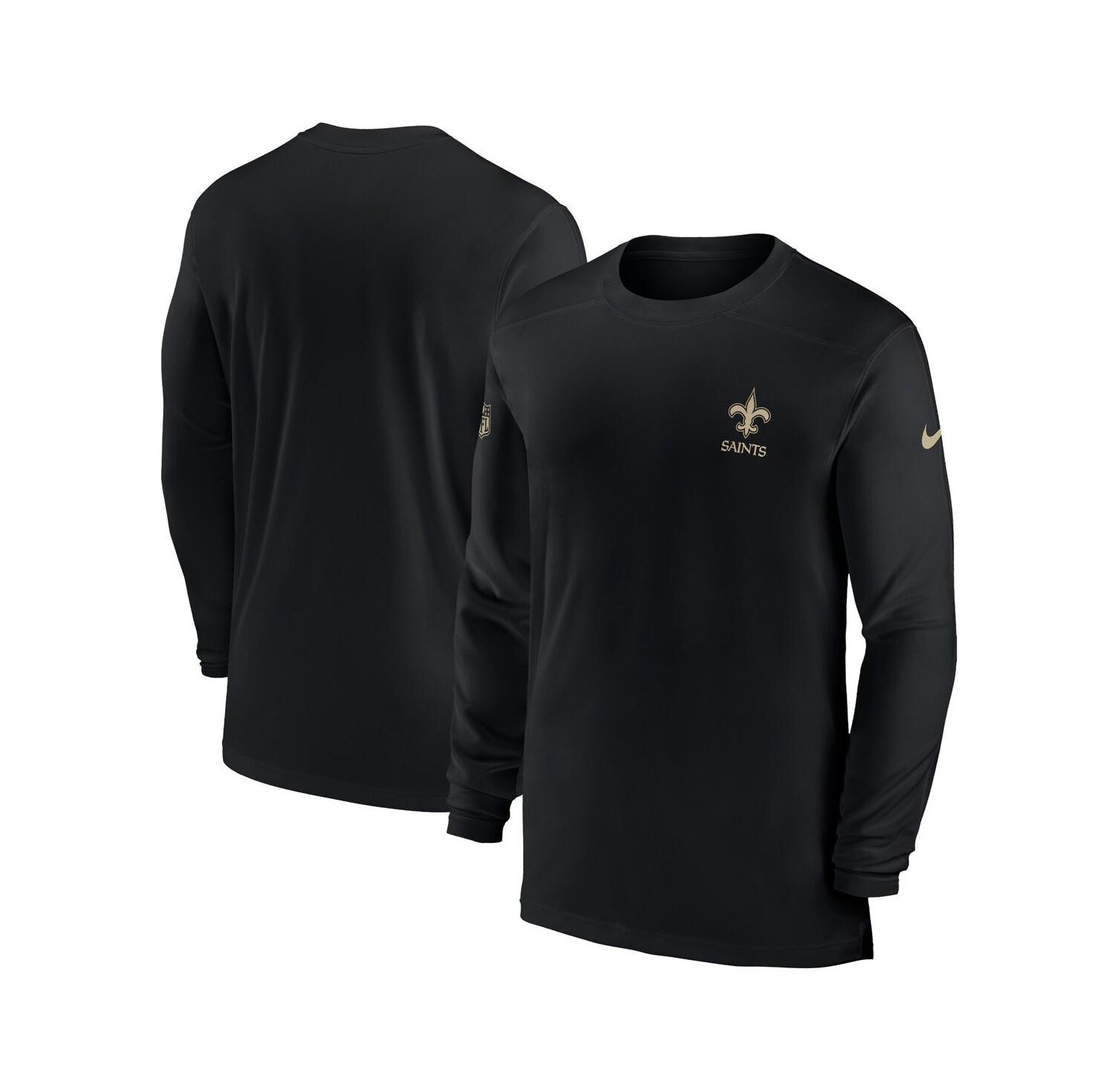 Men's Black New Orleans Saints Sideline Coach Performance Long Sleeve T-shirt