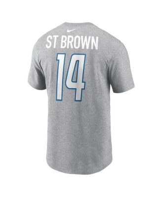 Men's Amon-Ra St. Brown Gray Detroit Lions Player Name and Number T-shirt