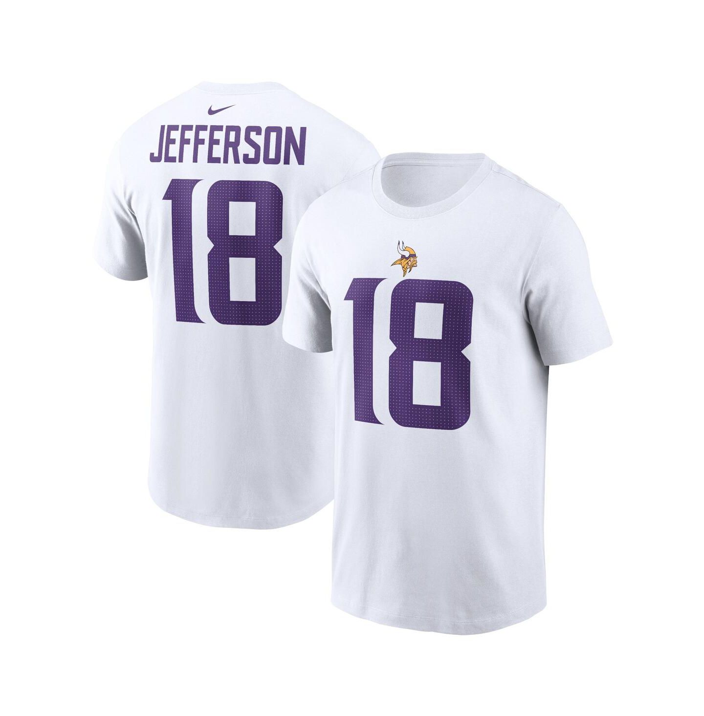 Мужская футболка Nike Justin Jefferson White Minnesota Vikings Player Name and Number — фото 1