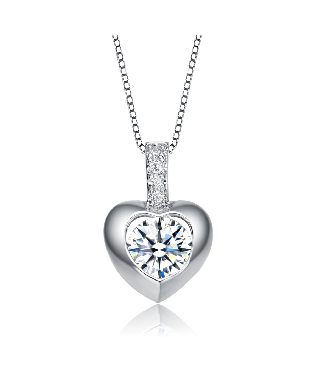 White Gold Plated with Cubic Zirconia Heart Drop Pave Pendant Necklace - Gold