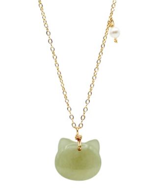 seree Choupette Cat green jade pendant necklace - Green 56$