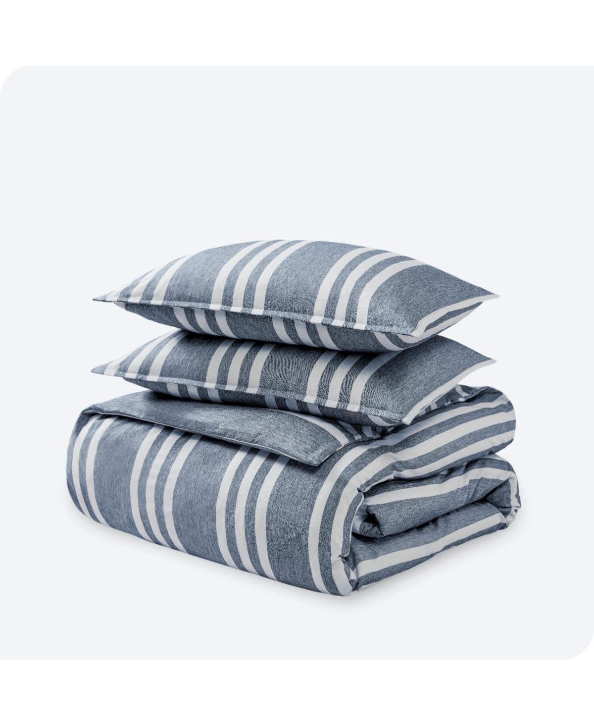 Bare Home Double Brushed Duvet Cover Set - Stripe - heather midnight blue
