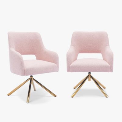 Mid-Century Modern Wide Boucle Swivel Accent Arm Chair (Set of 2)