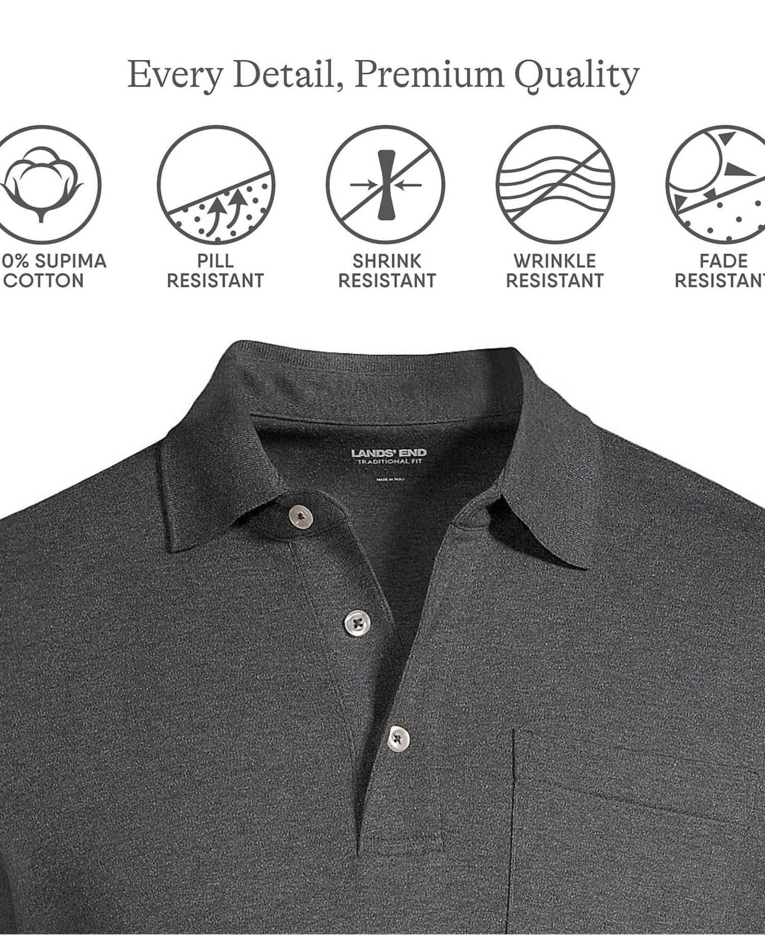 Men's Short Sleeve Cotton Supima Polo Shirt with Pocket