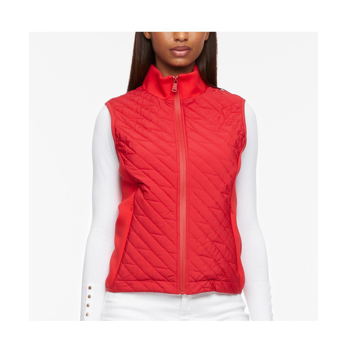 Diagonal Quilted Vest - Poppy
