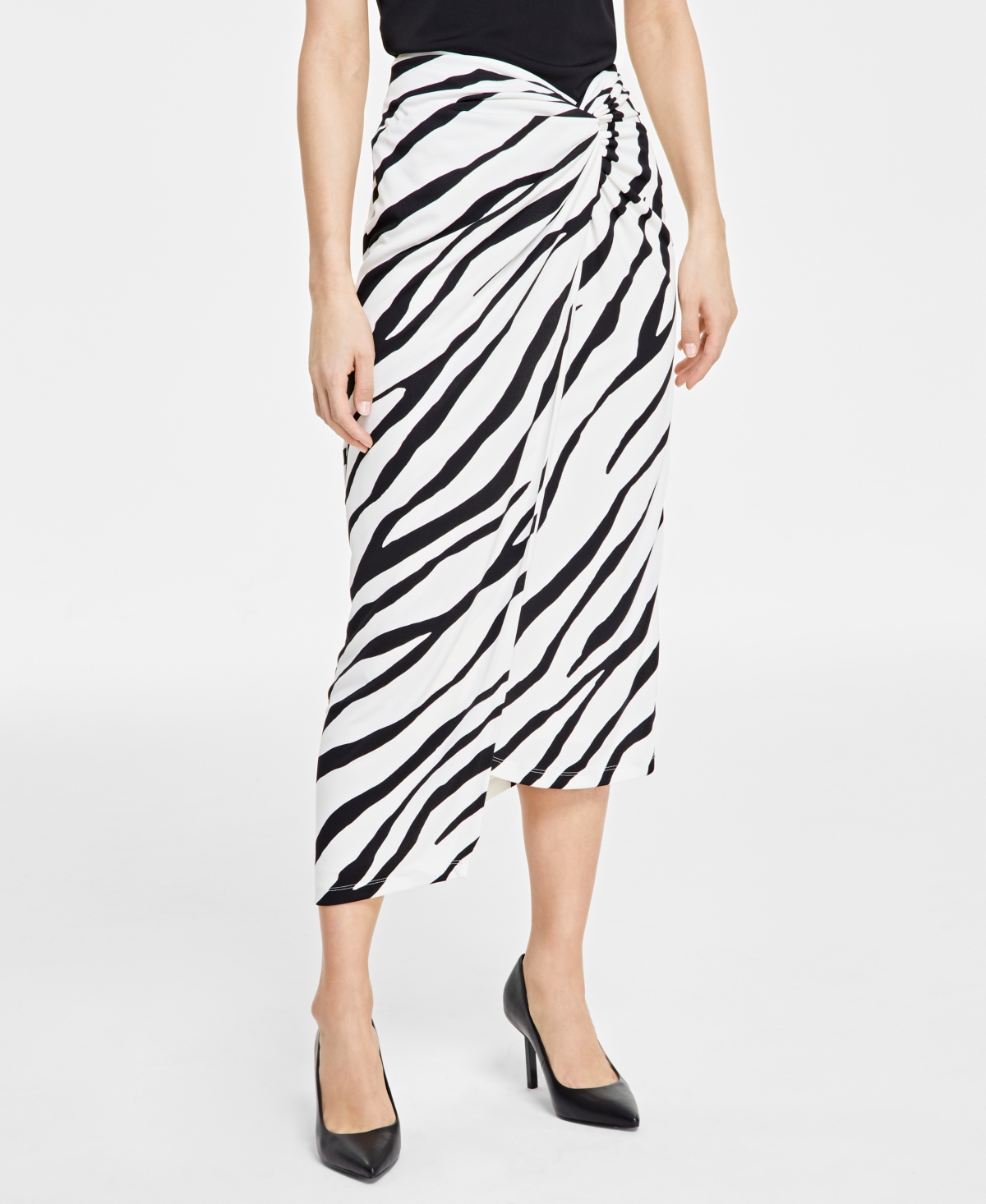 Inc International Concepts Women's Midi Twist Skirt, Created For Macy's In Ellie Zebra