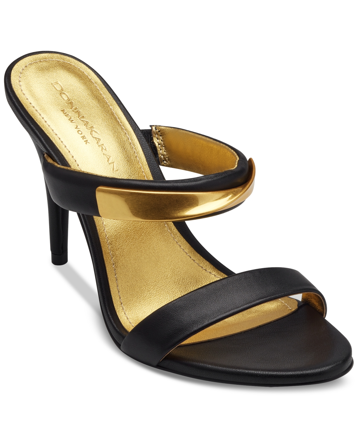 Donna Karan Women's Sabina Double Band Slide Stiletto Heel Dress Sandals In Black