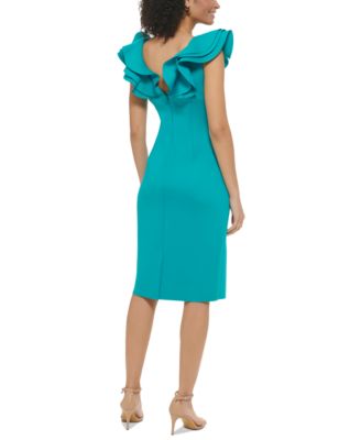 Women's Ruffle Cap-Sleeve Bodycon Dress 