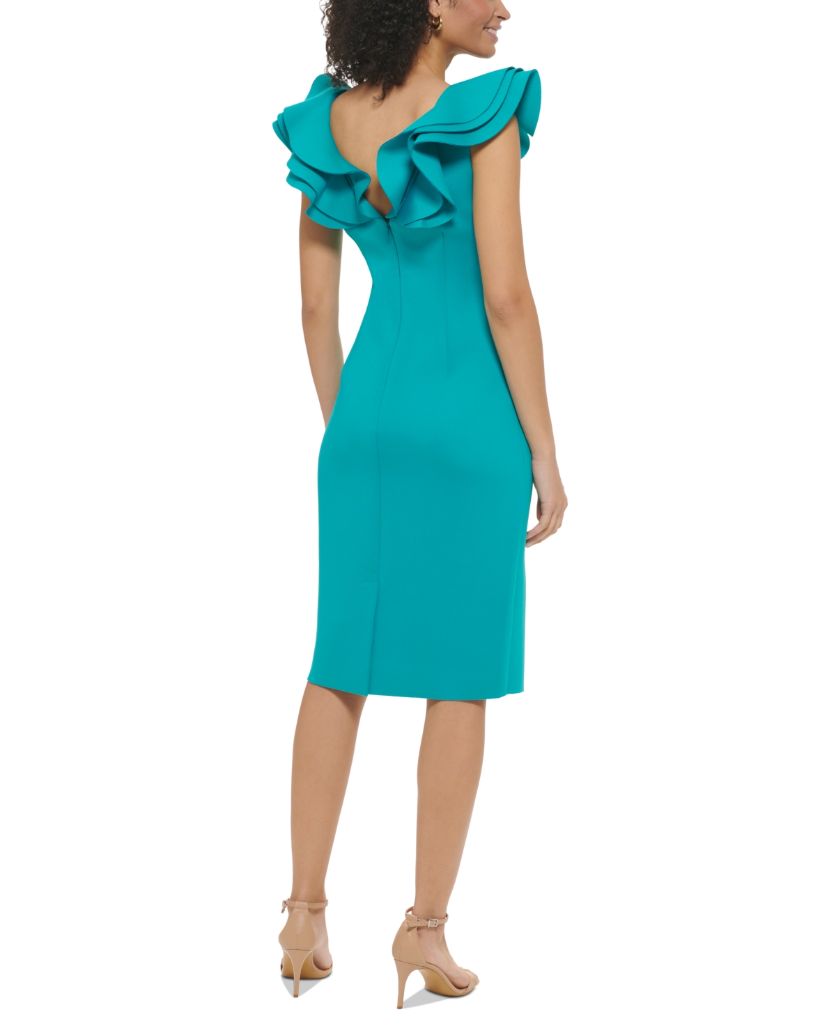 Shop Eliza J Women's Ruffle Cap-sleeve Bodycon Dress In Jade