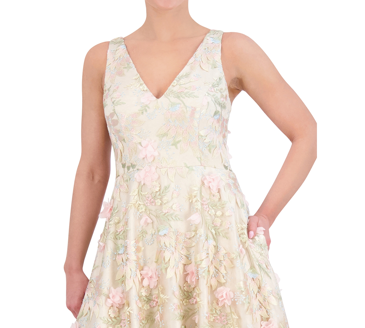 Shop Eliza J Women's Textured Floral Midi Dress In Pink Champagne