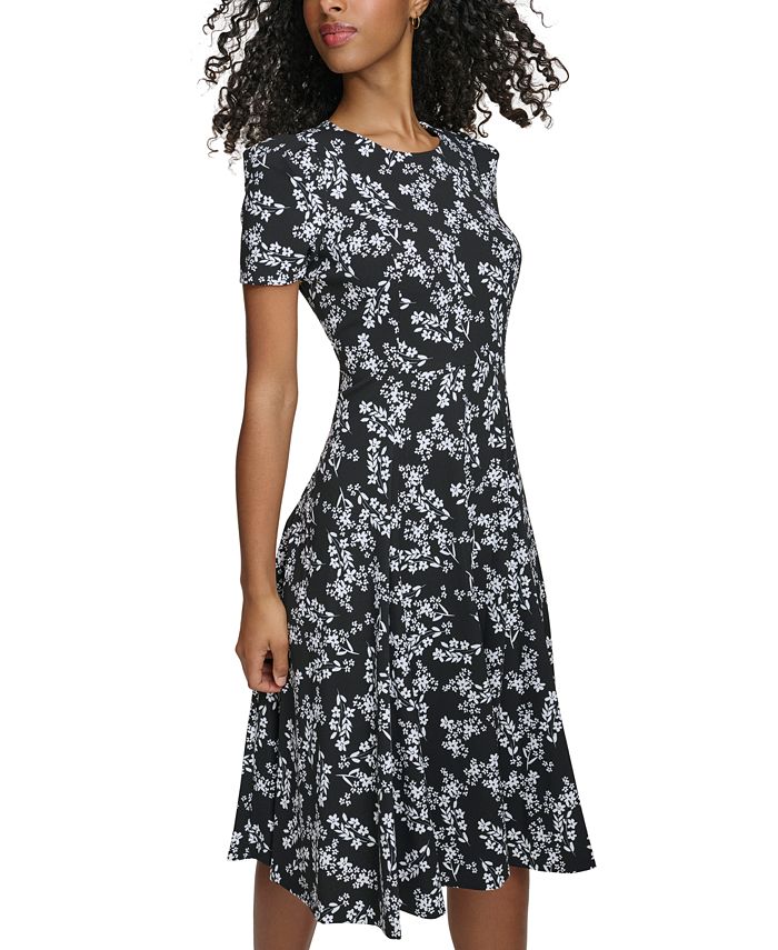 Calvin Klein Women s Floral Print Scuba Crepe Midi Dress Macy s