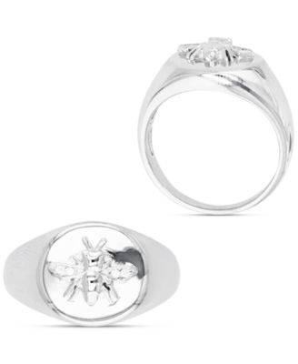 Cubic Zirconia Bee High-Polished Oval-Style Signet Ring