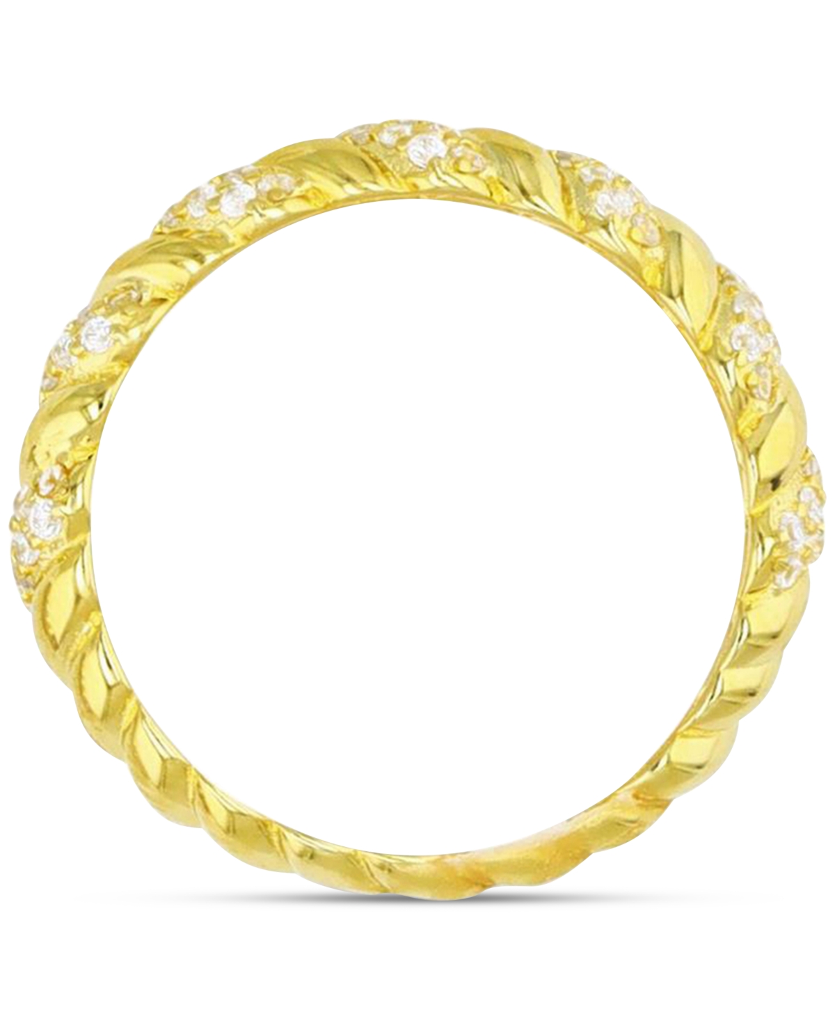 Cubic Zirconia Twist San Marcos Ring in 14kPlated Sterling Silver - Gold
