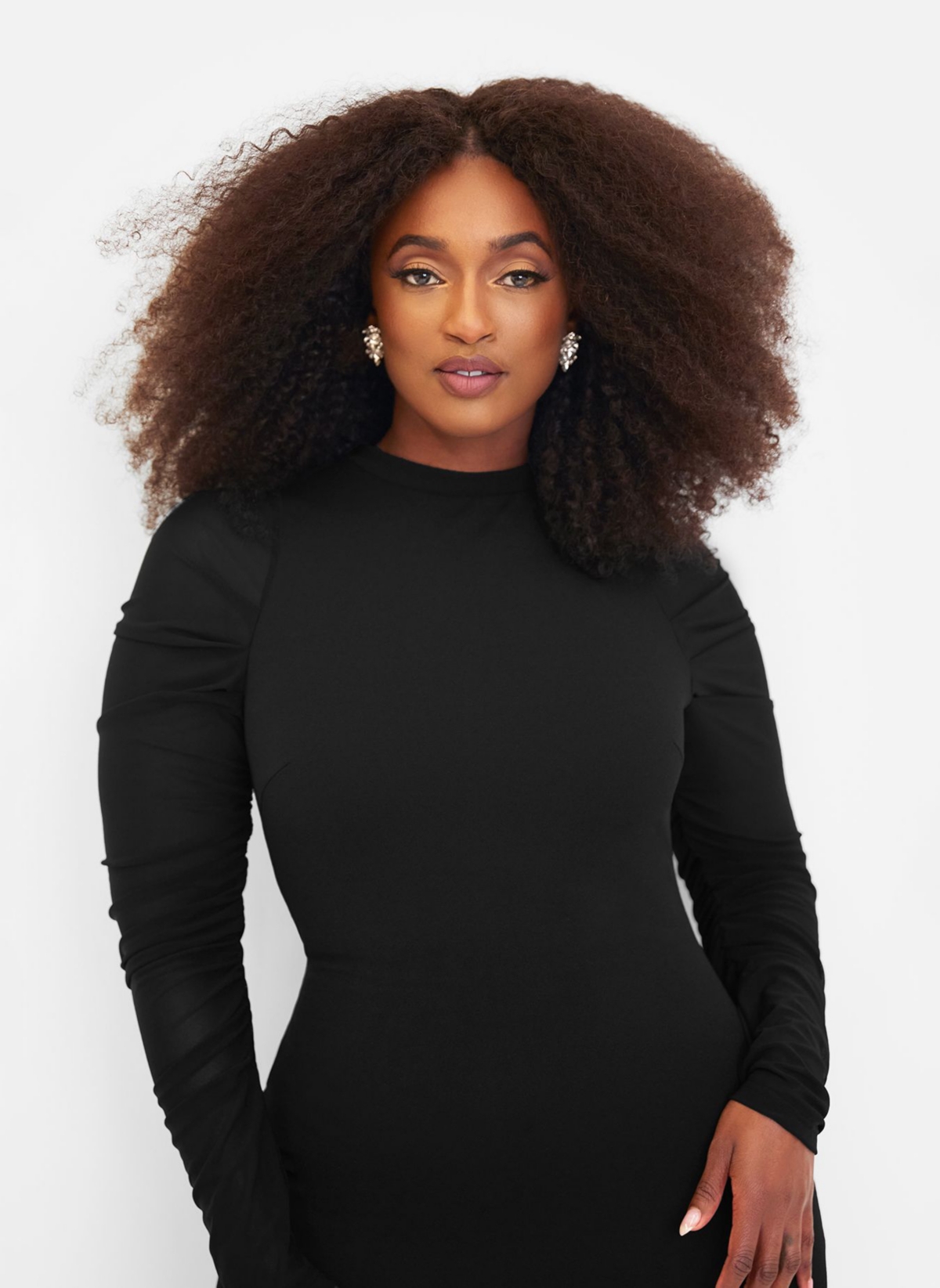 Rebdolls Women's Plus Size Believe Me Mesh Long Sleeve Mini Bodycon Dress