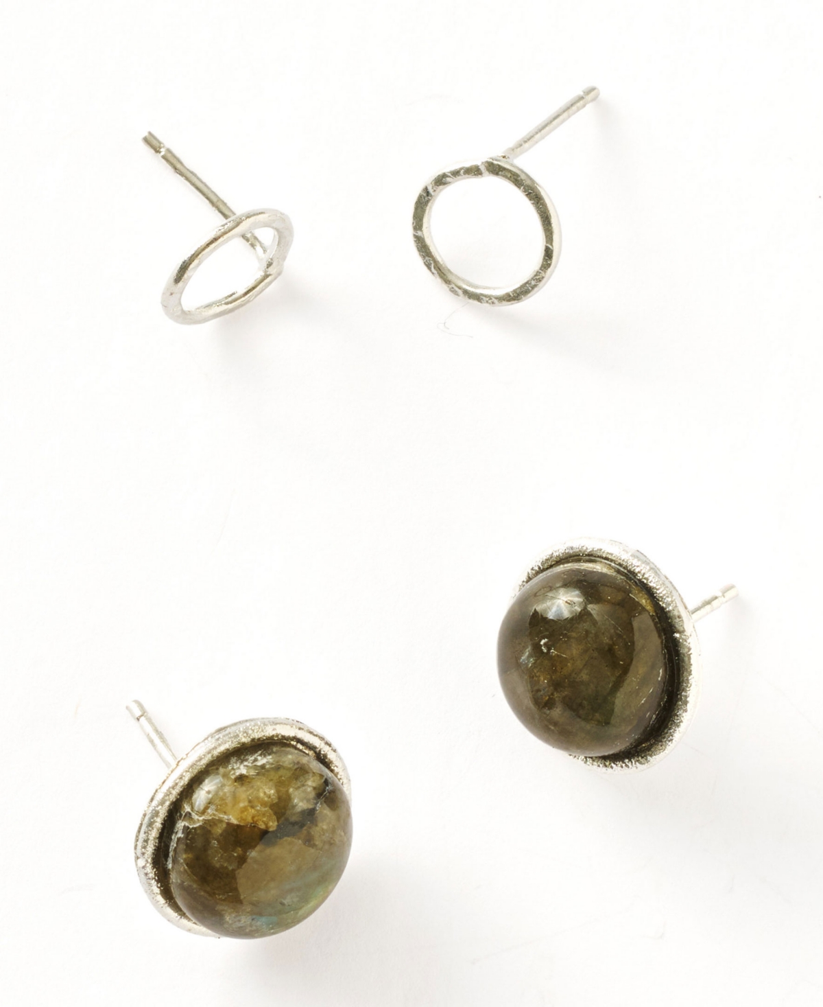 Indali Labradorite Stud Earrings - Set of 2 Semi Precious - Green