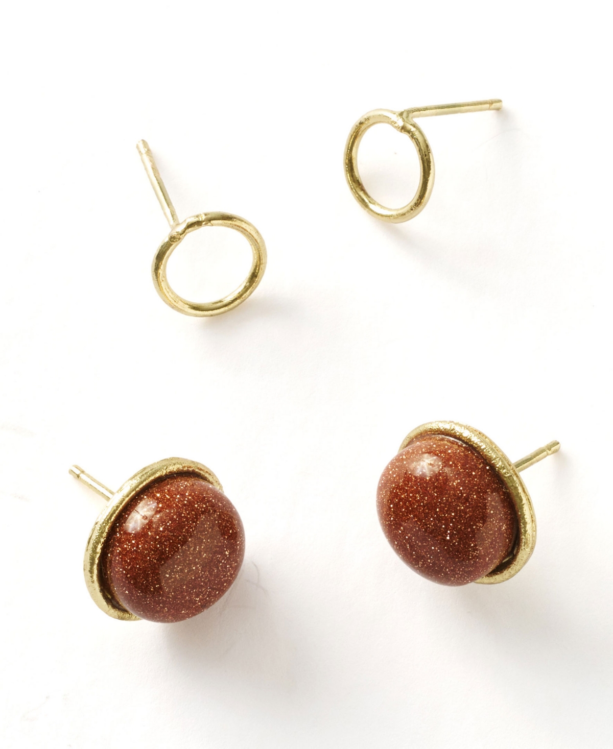 Indali Labradorite Stud Earrings - Set of 2 Semi Precious - Green