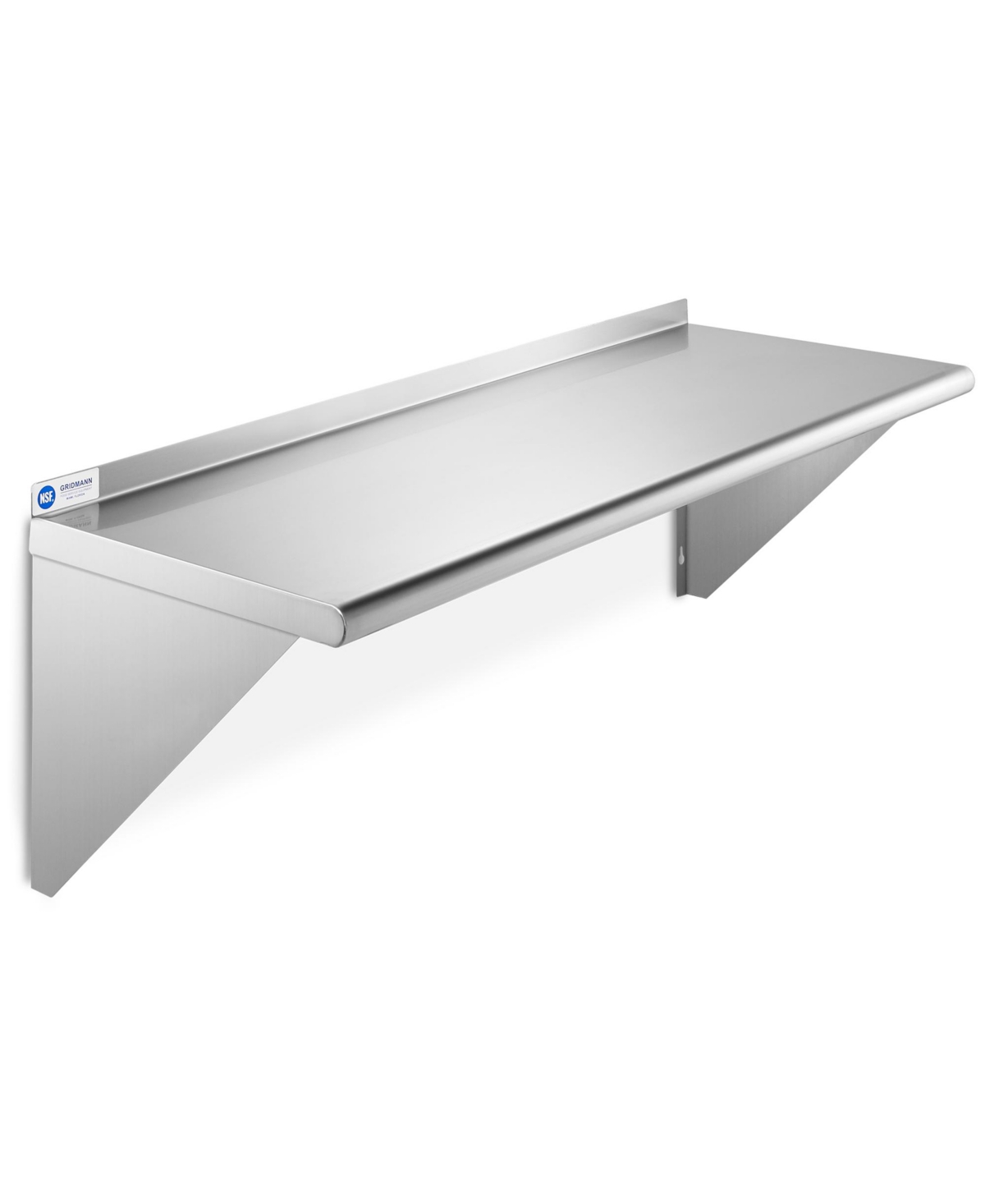 12" x 36" Nsf Stainless Steel Kitchen Wall Mount Shelf w/ Backsplash - Silver