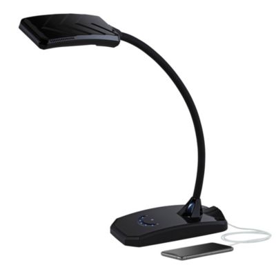 Ricky Modern Desk Lamp 13 3/4" High Black with USB Charging Port LED Gooseneck Touch On Off Dimmer for Bedroom Bedside Office House Desk