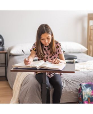 Single Rolling Workstation Table Desk, Laptop Cart, Brown