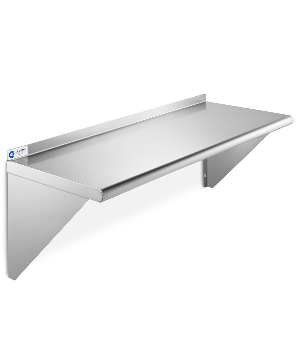 14" x 36" Nsf Stainless Steel Kitchen Wall Mount Shelf w/ Backsplash - Silver