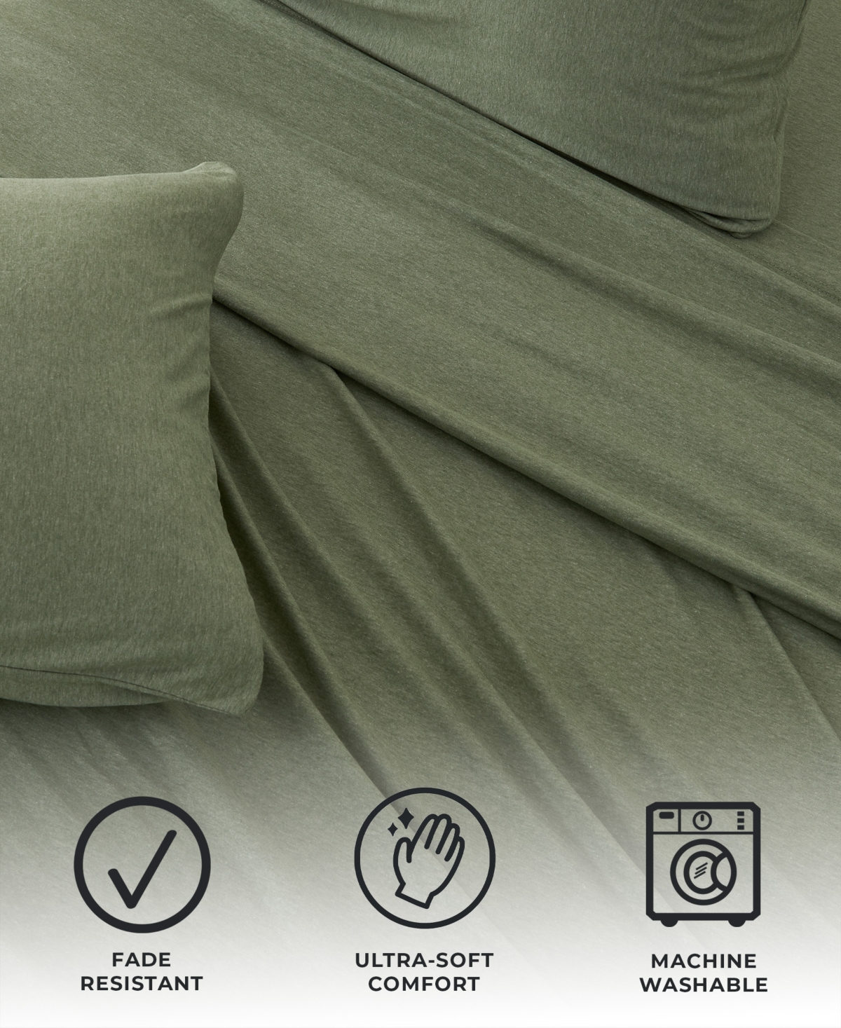 Premium Comforts Heathered Melange T-shirt Jersey Knit Cotton Blend 4 Piece Sheet Set,