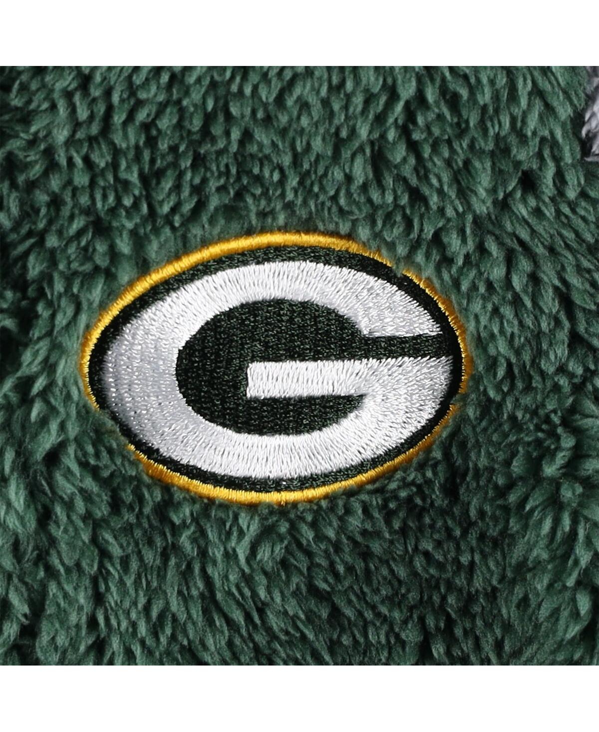 Baby Boys and Girls Gray Green Bay Packers Game Nap Teddy Fleece Bunting Full-Zip Sleeper - Gray