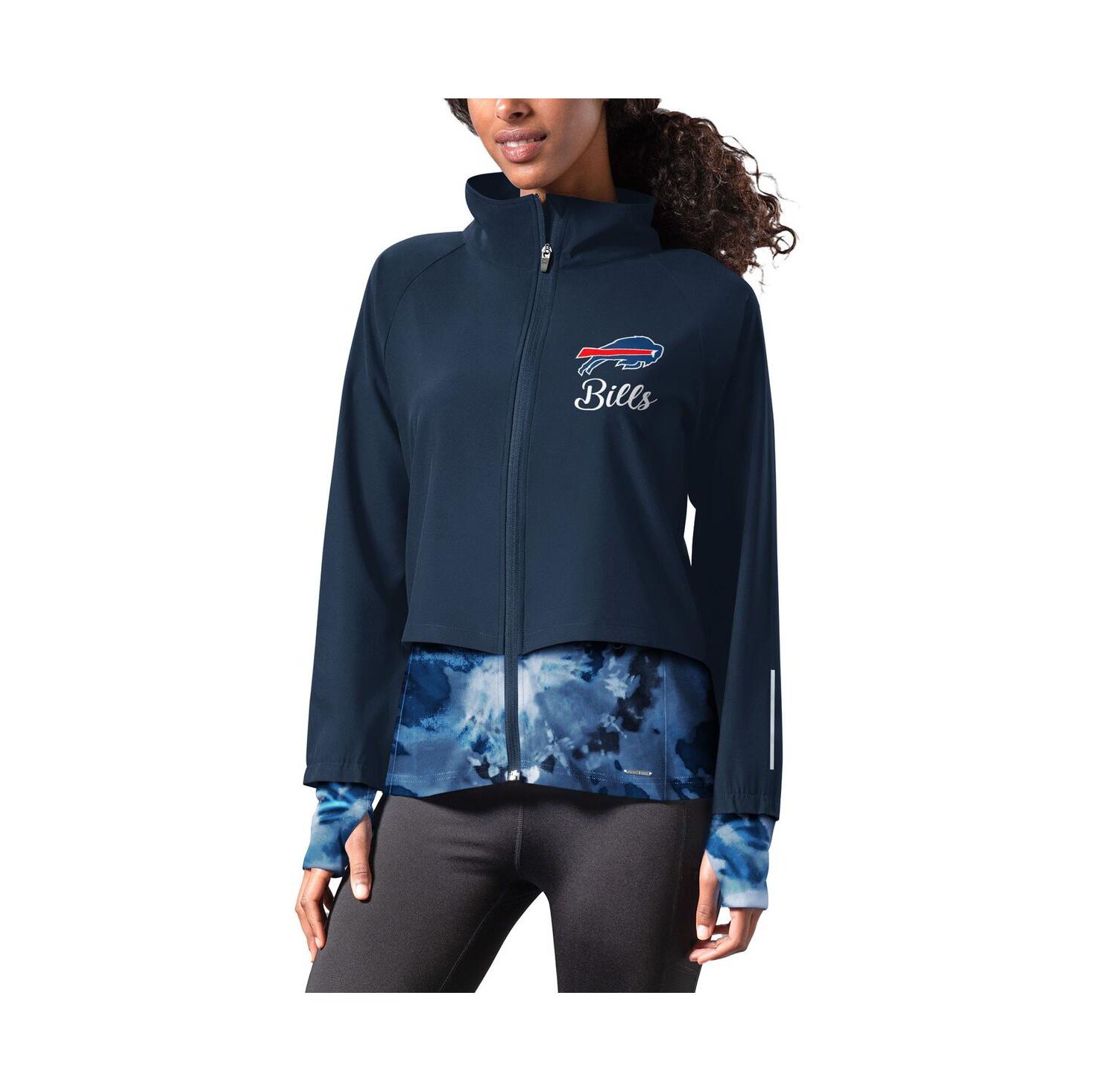 Women's Navy Buffalo Bills Grace Raglan Full-Zip Running Jacket