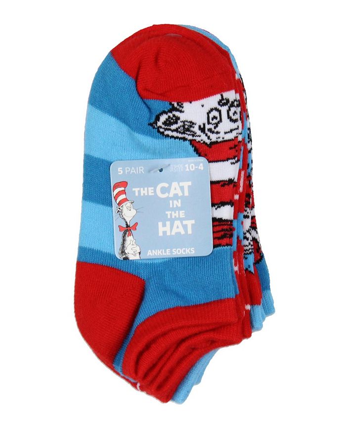 Dr. Seuss Socks Kids Cat In The Hat Thing 1 Thing 2 Low Cut Ankle Socks ...