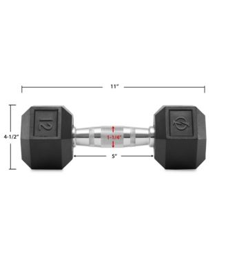 Rubber Coated Hex Dumbbell Hand Weights, 12 lb Pair