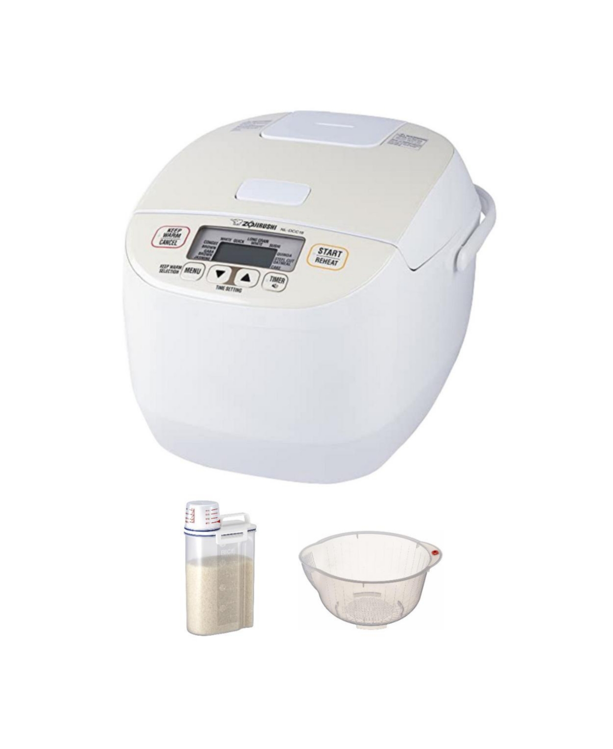 Micom Rice Cooker and Warmer with Rice Container and Rice Washing Bowl - White