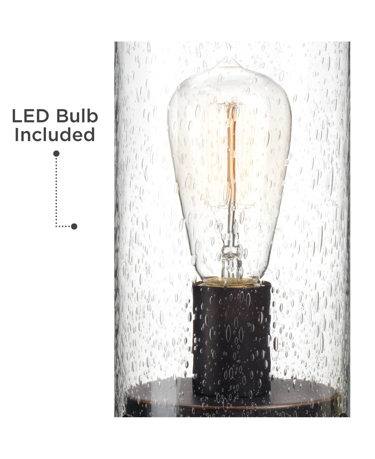 Libby Rustic Industrial Farmhouse Accent Uplight Table Lamp High Led Bronze Metal Seeded Glass Cylinder Shade for Bedroom House Bedside Living Roo