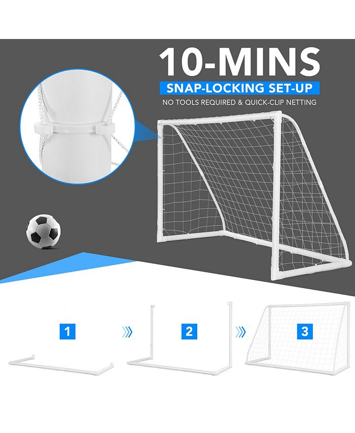 Costway 6 FT x 4 FT Portable Kids Soccer Goal Quick Set-up for Backyard ...