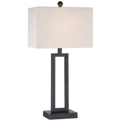 Aston 26" High Open Rectangle Modern Table Lamp Black Finish Metal Single Off-White Shade Living Room Bedroom Bedside