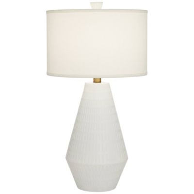 Luke 30" Tall Large Geometric Mid Century Modern End Table Lamp White Finish Single Living Room Bedroom