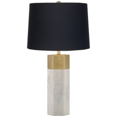 Leala Modern Accent Table Lamp 21" High Faux Marble Gold Metal Black Drum Shade for Bedroom Living Room Bedside Nightstand Office