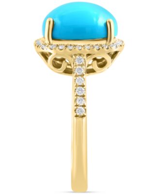 EFFY&reg; Turquoise & Diamond (1/4 ct. t.w.) Halo Ring in 14k Gold