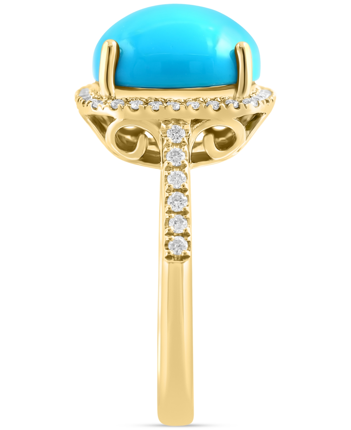Shop Effy Collection Effy Turquoise & Diamond (1/4 Ct. T.w.) Halo Ring In 14k Gold In Yellow Gold