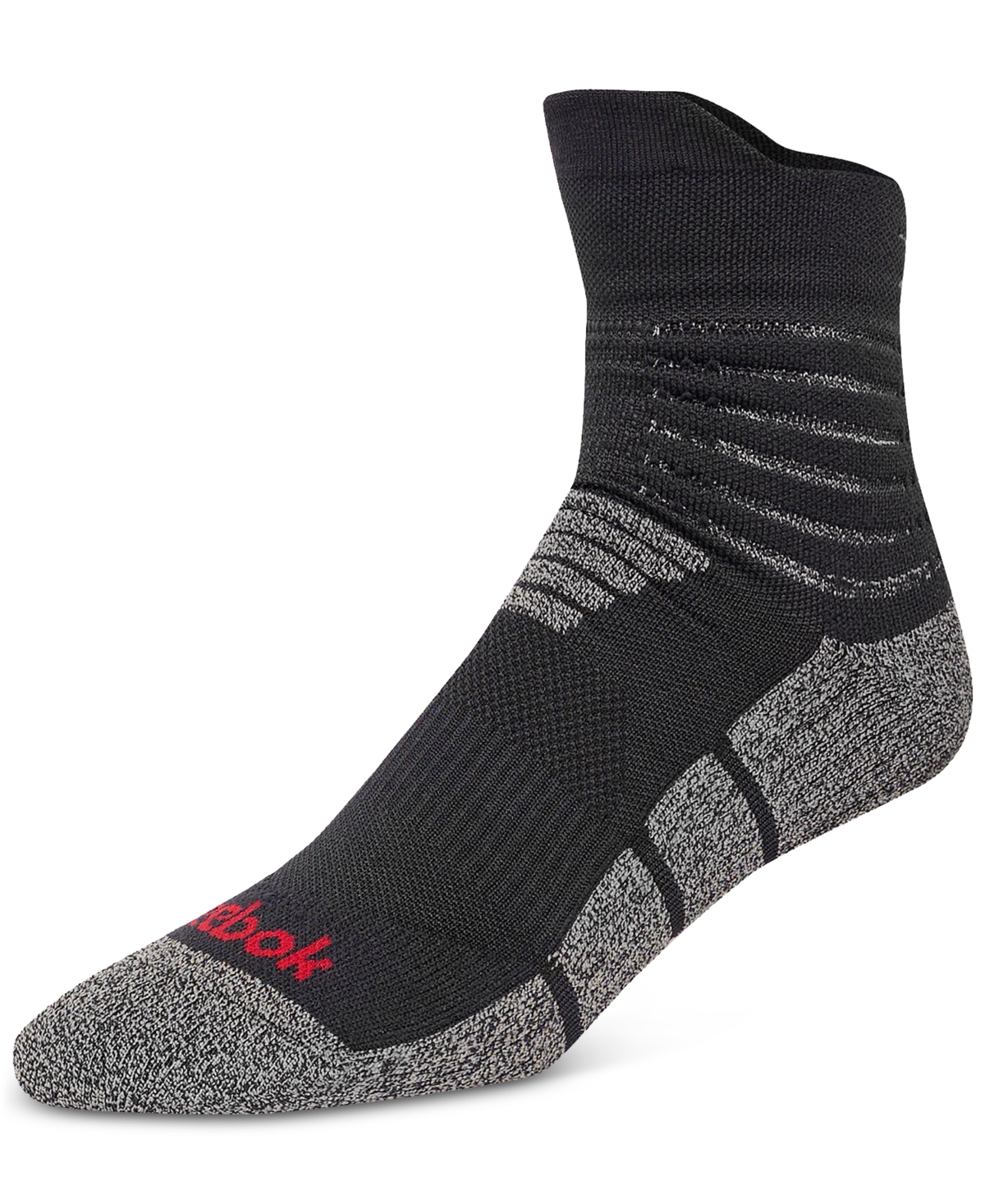 Reebok Men's Select Terry Basketball Quarter Socks In Gray