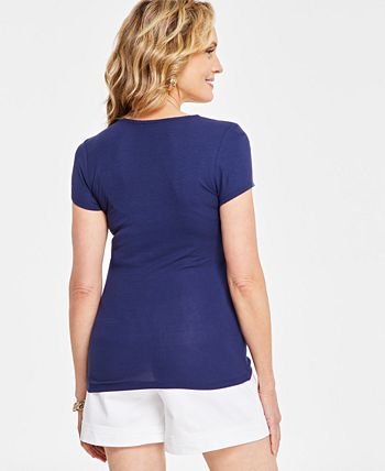Square-neck form-fitting T-shirt