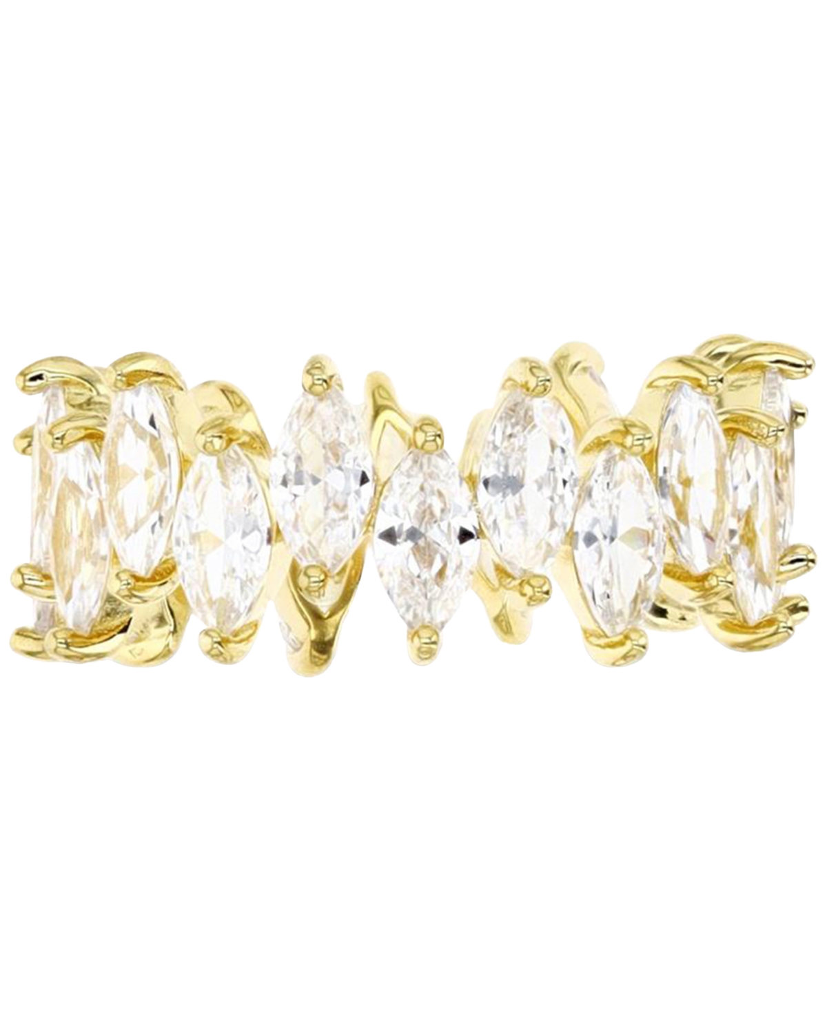 Shop Macy's Cubic Zirconia Marquise Cluster Band In 14k Gold-plated Sterling Silver