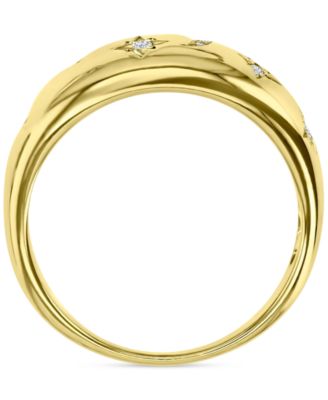 Cubic Zirconia Moon & Stars Celestial Polished Dome Ring 