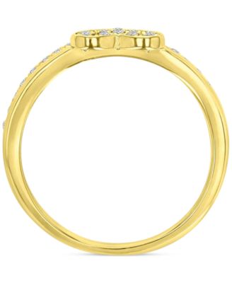 Cubic Zirconia Heart Cluster Split Shank Ring in 14k Gold-Plated Sterling Silver